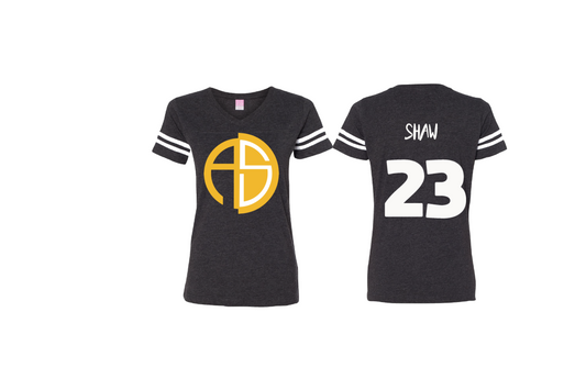 Women's short sleeve football shirt with emblem and back print